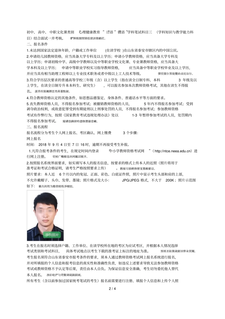 泰安2018年下半年中小学教师资格考试001_第2页