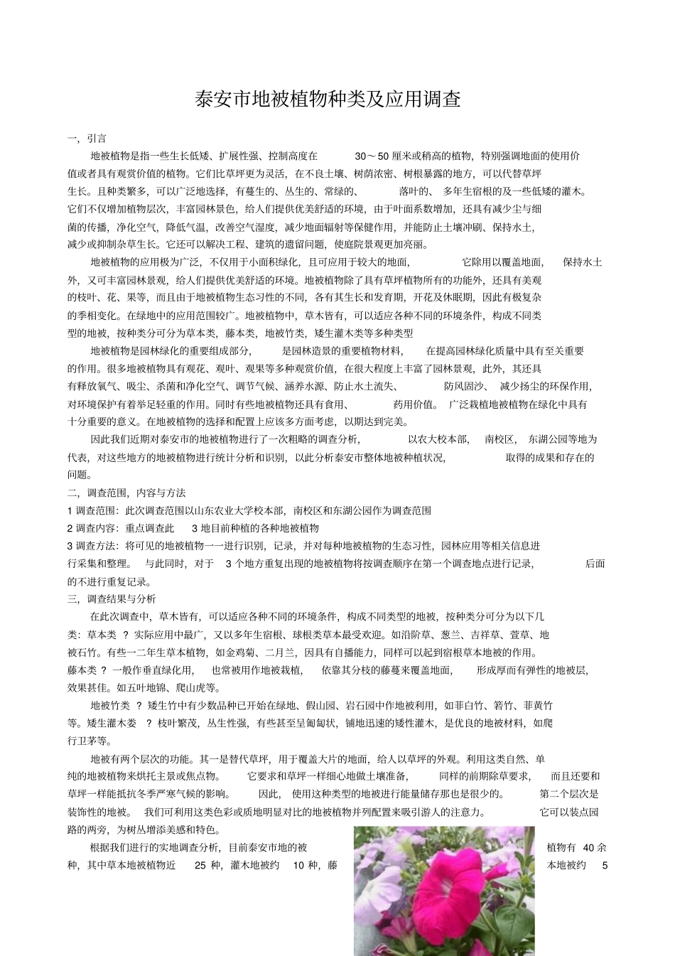 泰安地被植物种类及应用调查_第1页