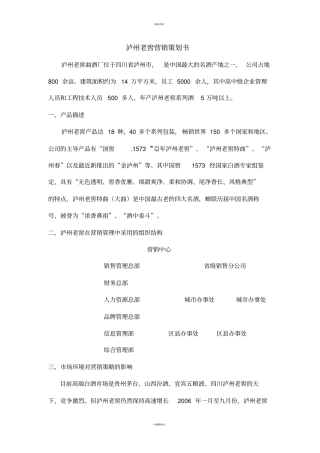 泸州老窖——营销策划