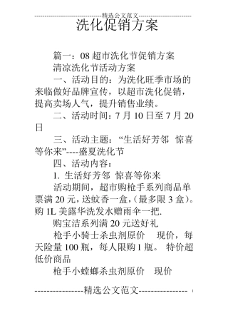 洗化促销方案