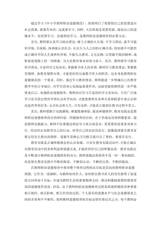 学习中小学职业道德规范心得