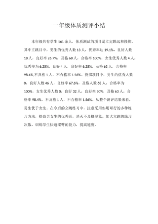 年级体质测评小结