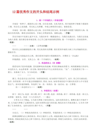 篇优秀作文的开头和结尾示例