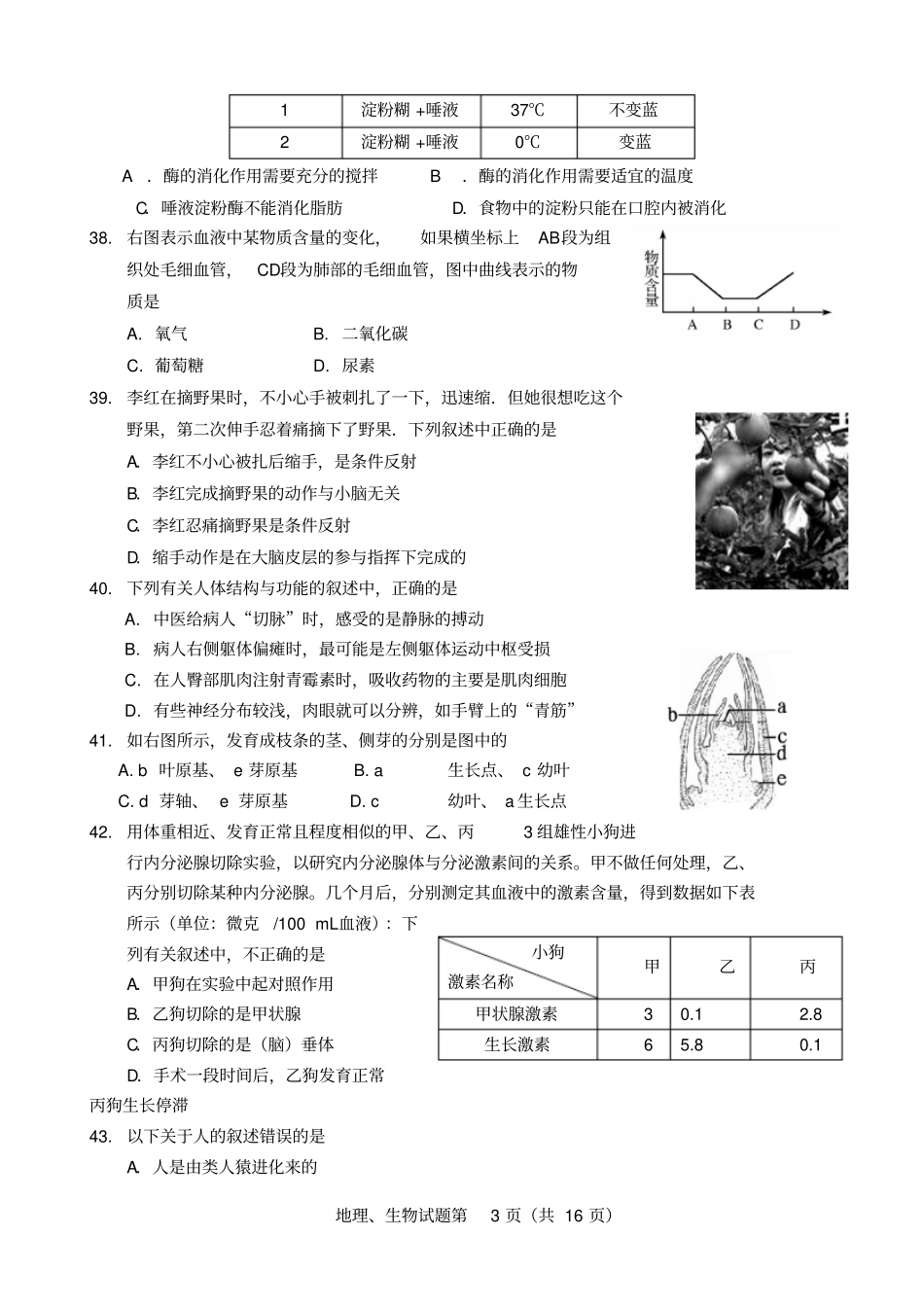 济南槐荫区2013中考模拟生物三模试题_第3页