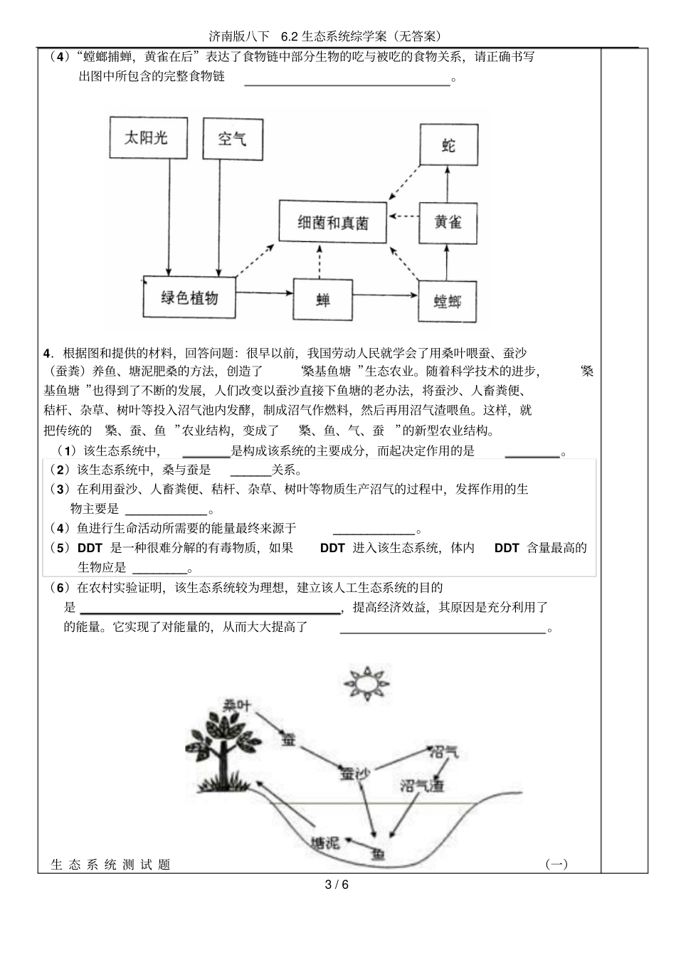 济南版八下2生态系统综学案无答案_第3页