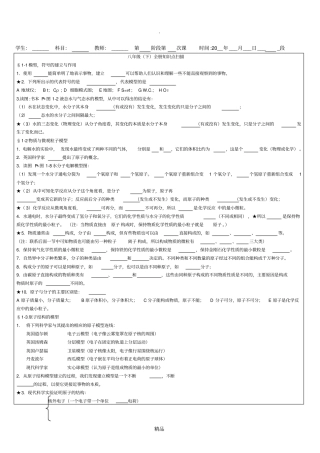 浙教版八下科学知识点默写与总结
