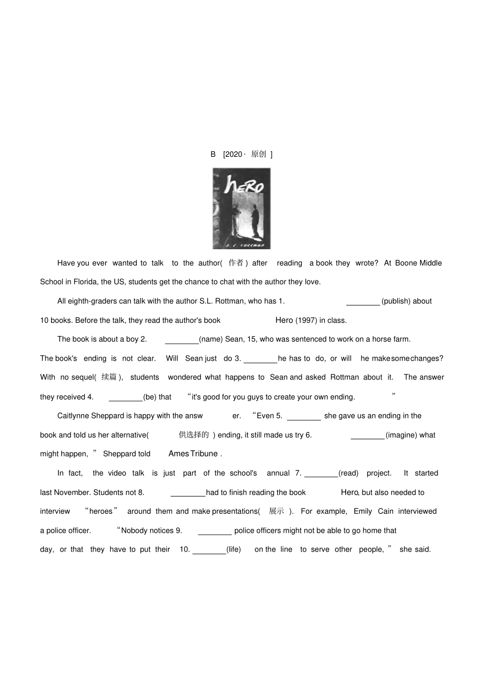 浙江专版2020中考英语复习方案语法填空三健康生活学习提高试题_第2页