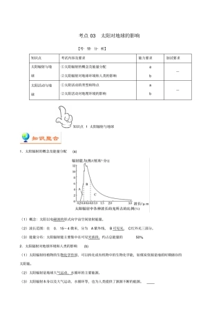 浙江专用备战2020年高考地理考点一遍过考点03太阳对地球的影响含解析