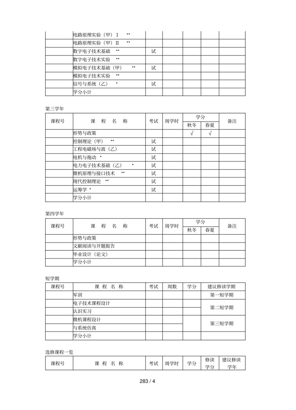 浙江大学自动化专业指导性教学计划_第3页