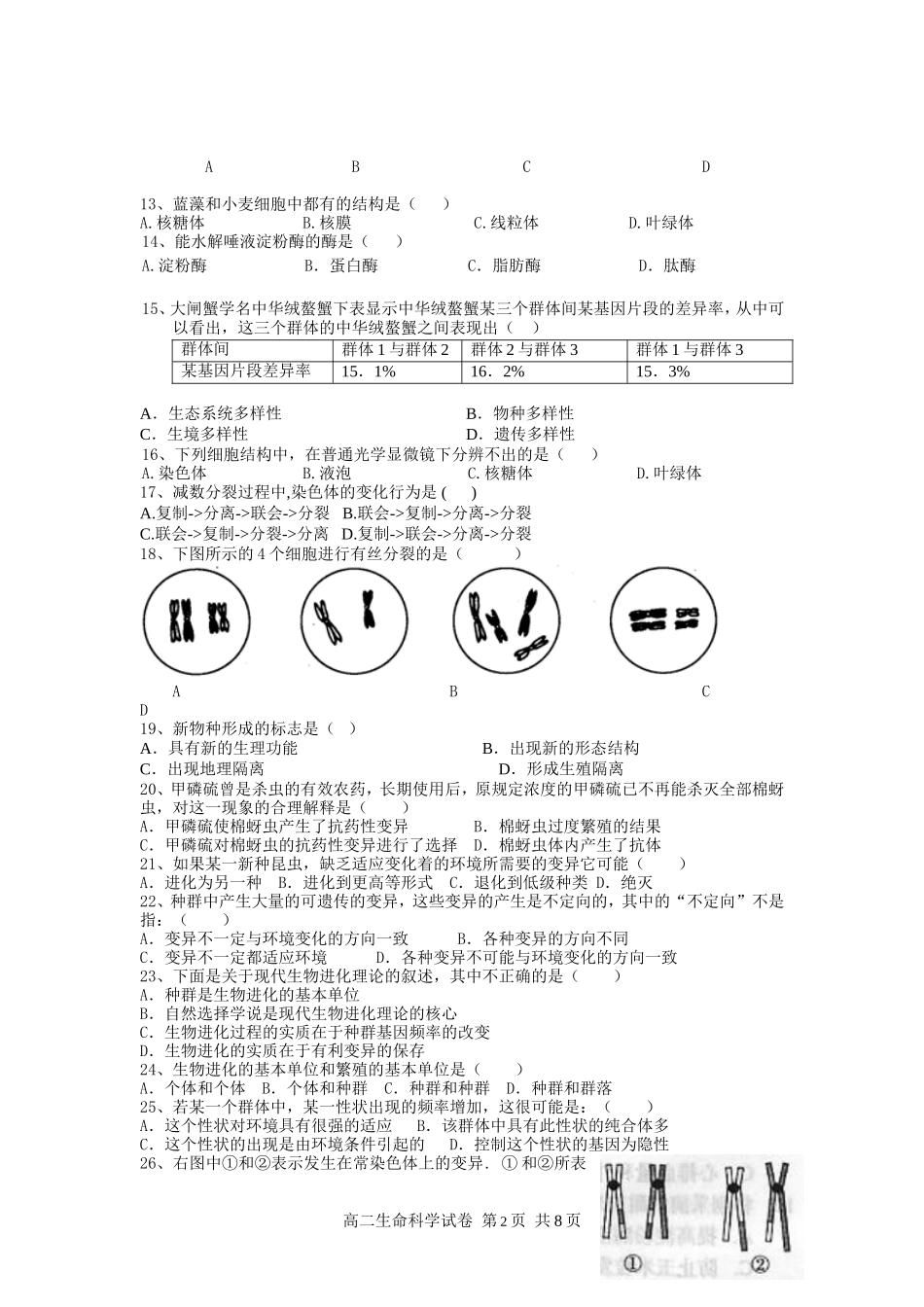 新川中学2010学年度第二学期第二次阶段测试试卷_第2页