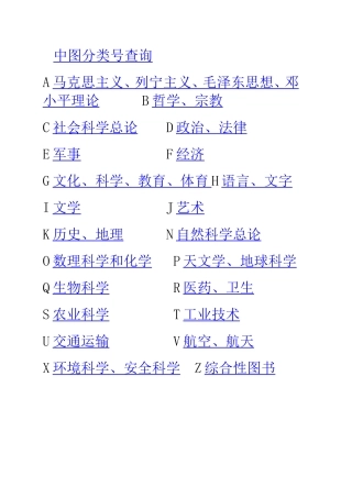 中图分类号查询