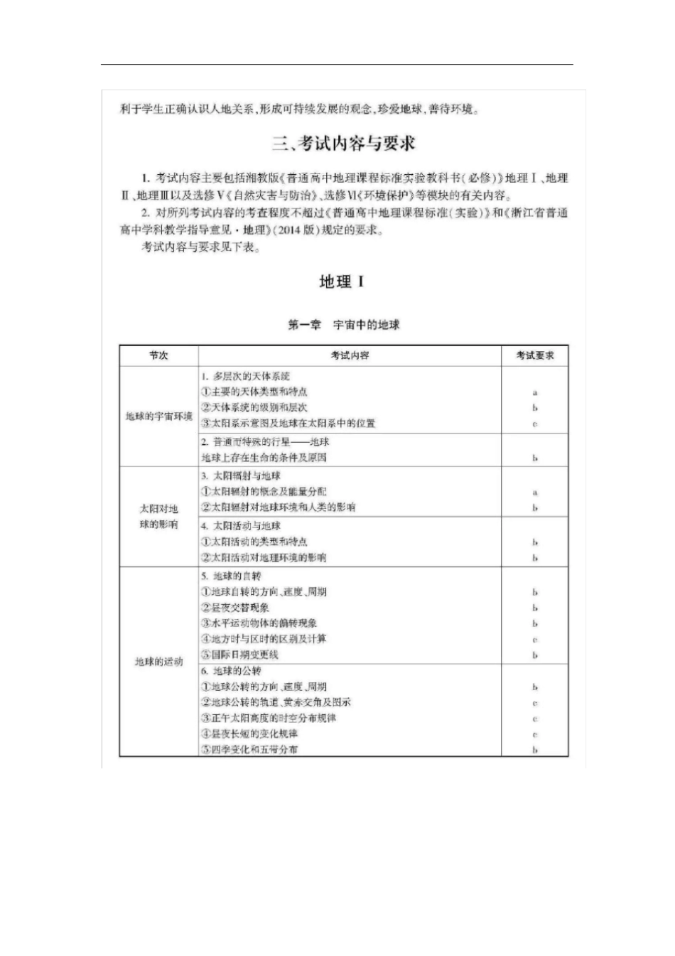 浙江普通高考选考科目地理考试说明_第3页