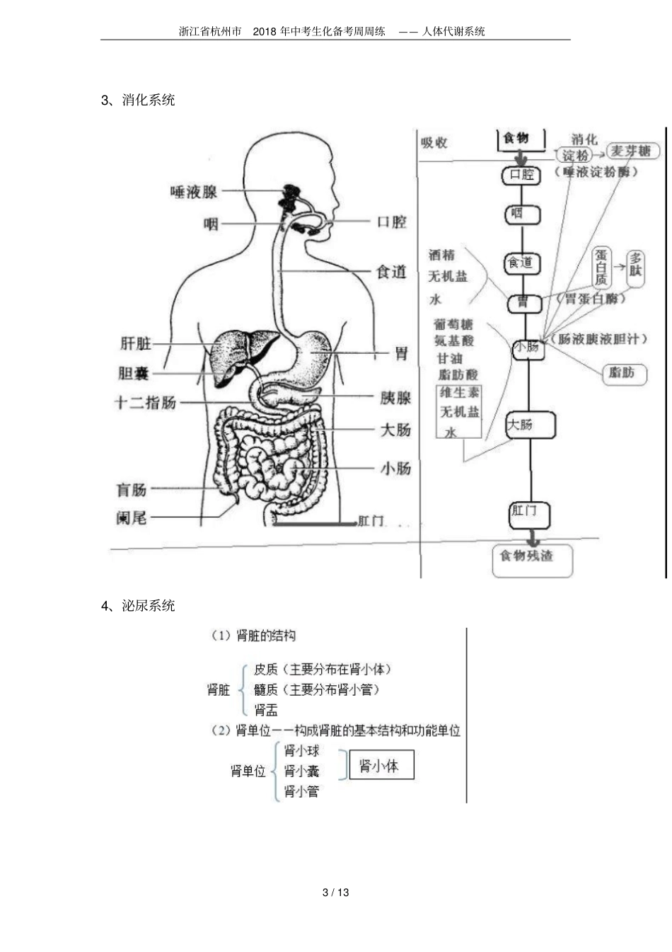 浙江杭州2018年中考生化备考周周练——人体代谢系统_第3页