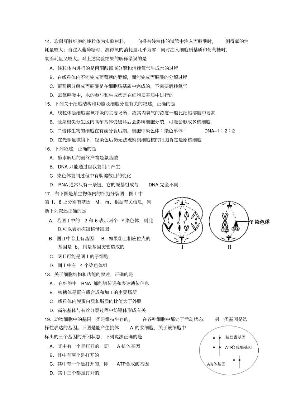 浙江杭州外国语高中2013高三9月月考-生物_第3页