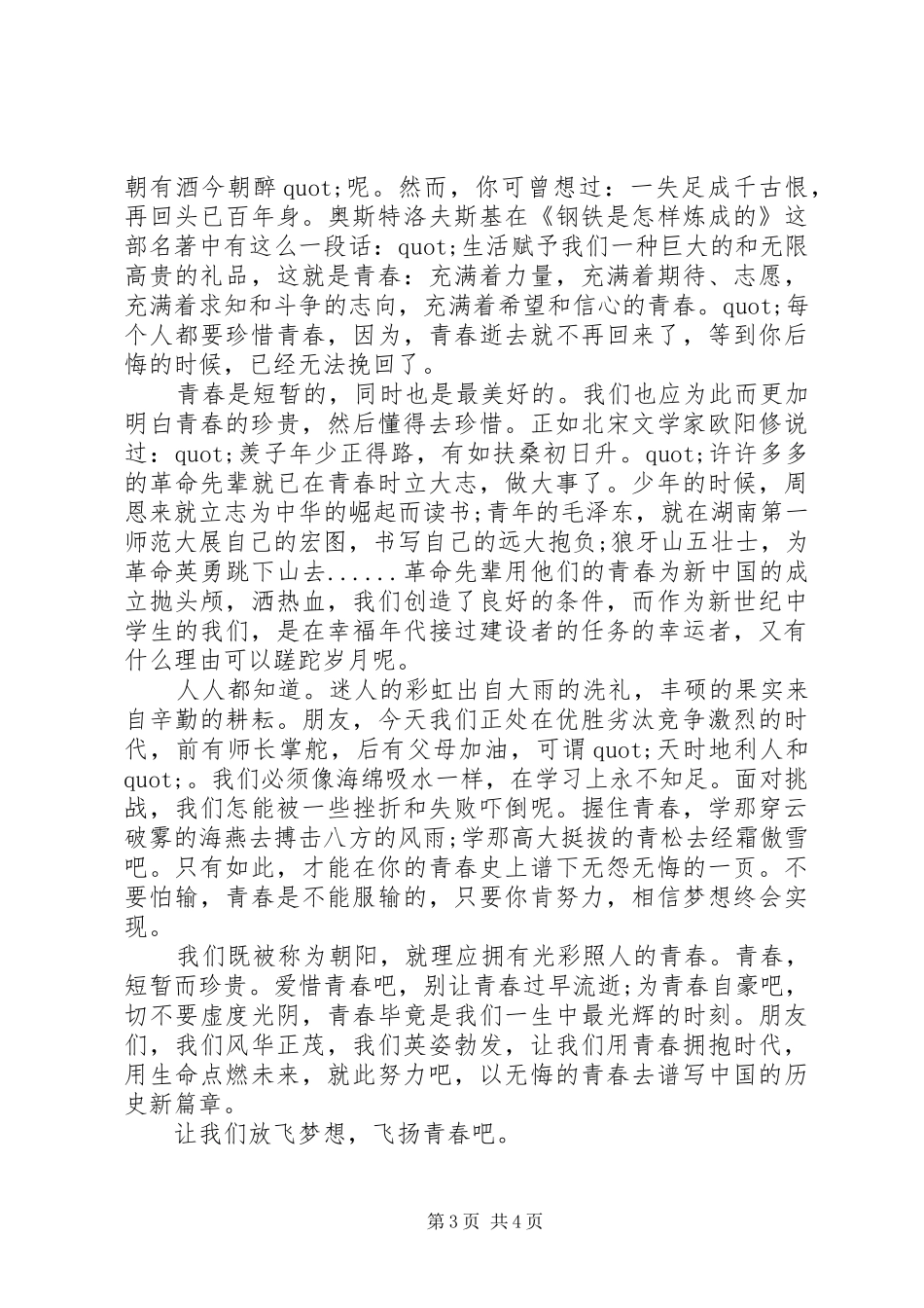 有关青春感悟的演讲稿范文_第3页