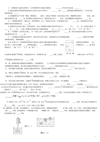 浮力填空题典型练习