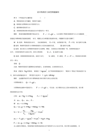 浮力经典例题强烈推荐y