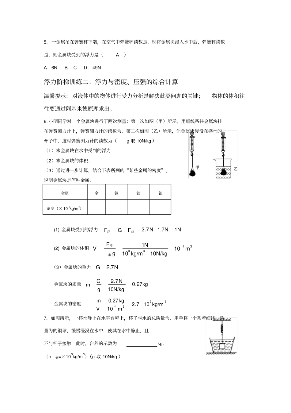 浮力计算阶梯训练_第2页