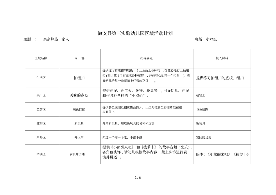 海安第三试验幼儿园区域活动计划_第2页