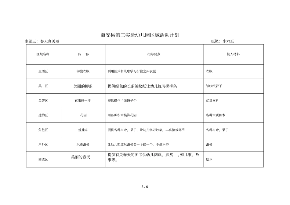 海安第三试验幼儿园区域活动计划_第3页