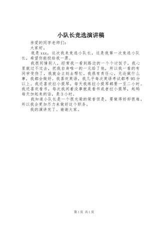 小队长竞选演讲稿范文