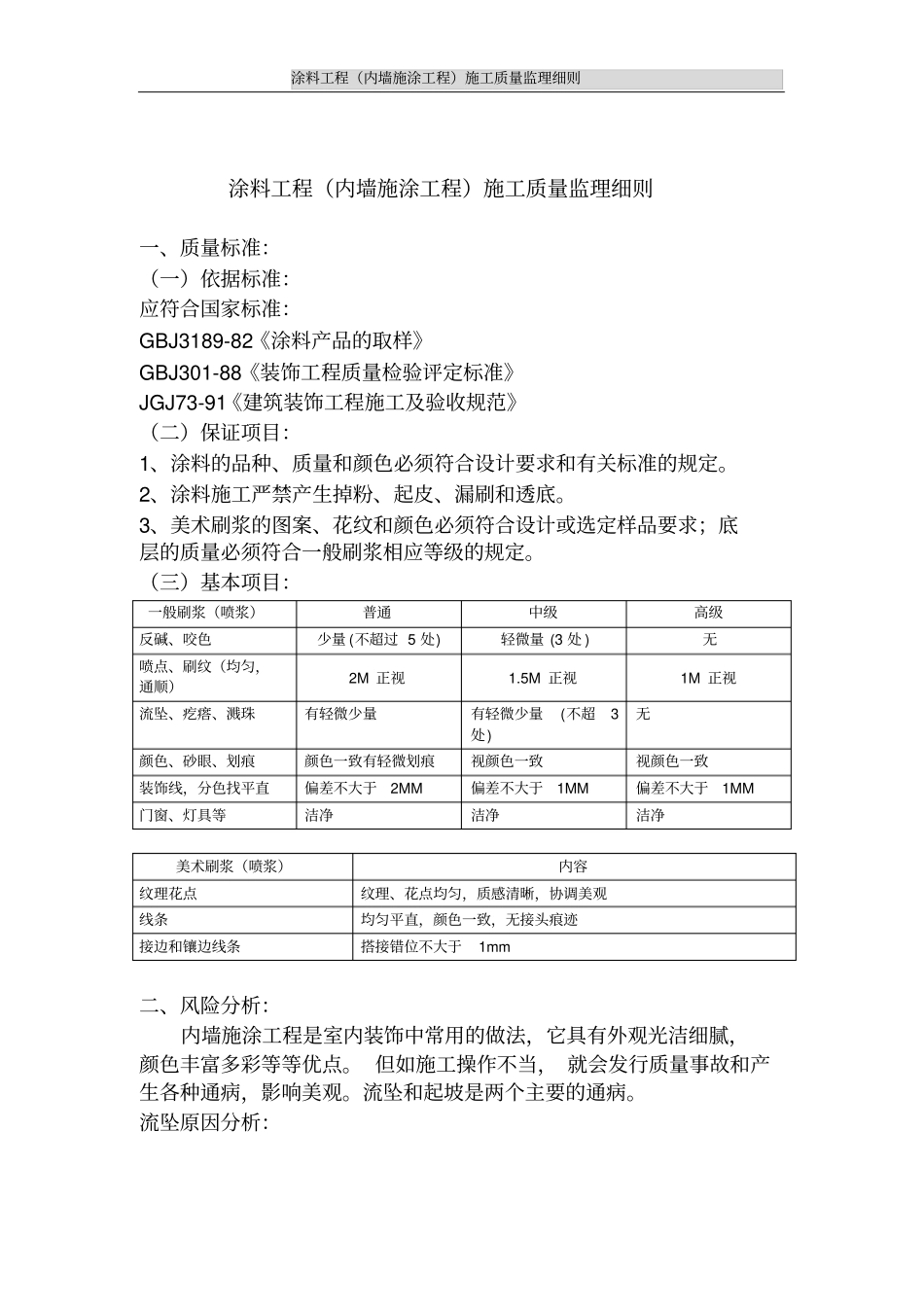 涂料工程内墙施涂工程施工质量监理细则_第1页