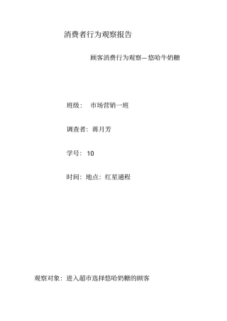 消费者行为观察报告