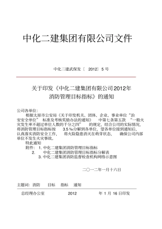 消防管理目标指标