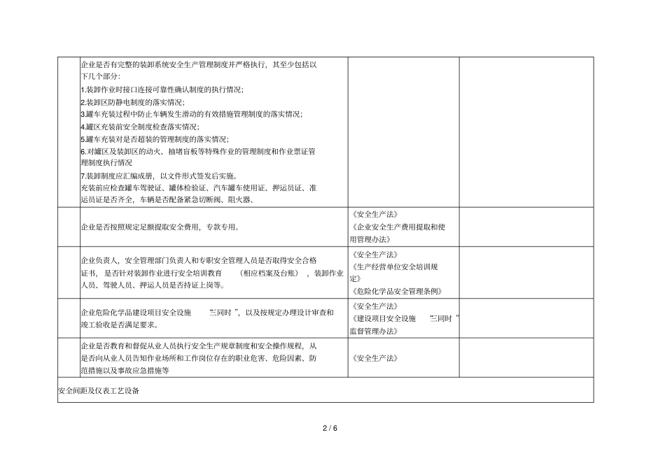 涉及液化气体危险化学品装卸作业环节安全检查表_第2页