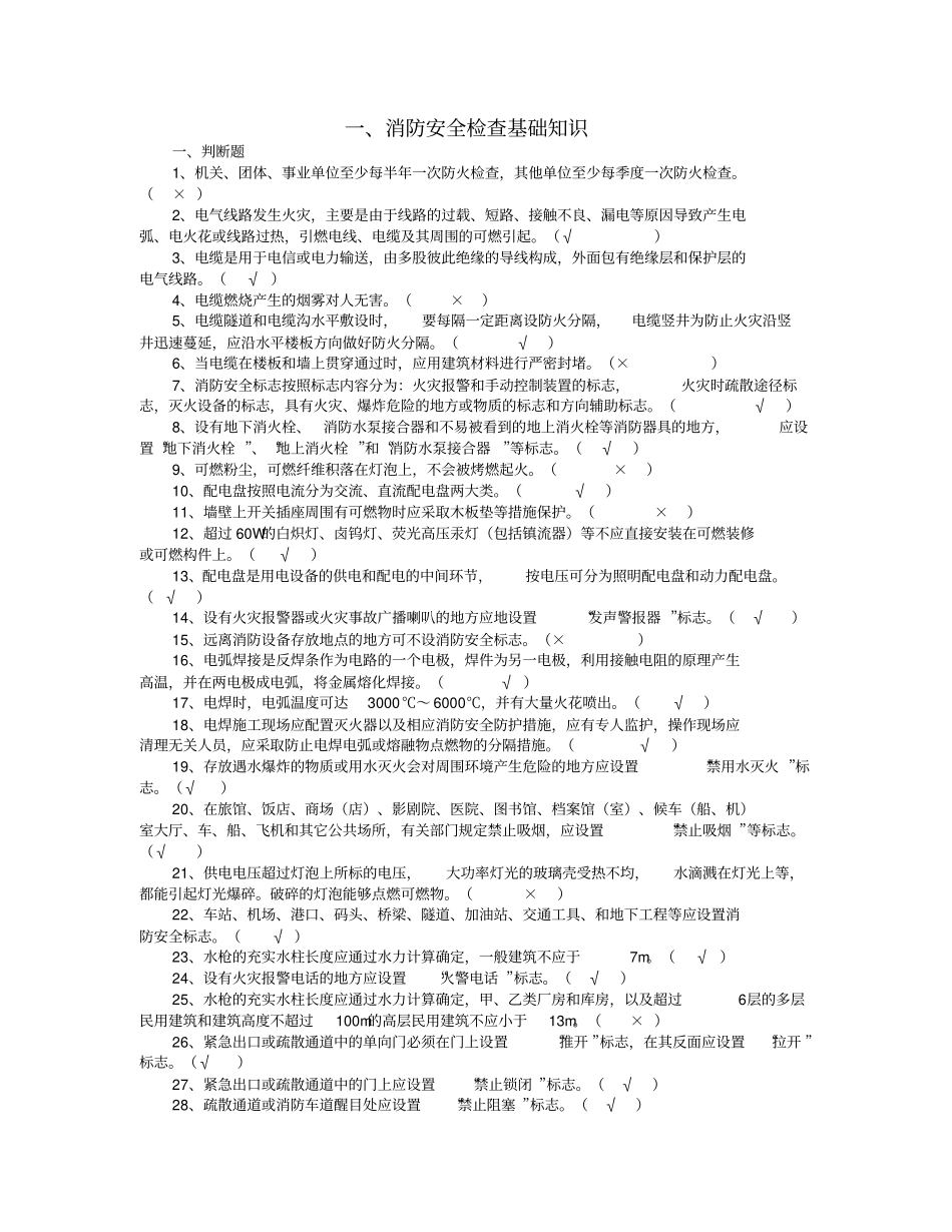 消防部队监督检查岗位考试题库_第1页
