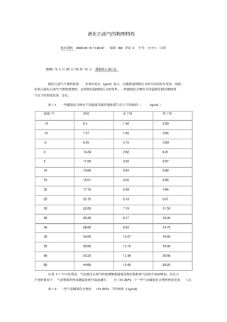 液化石油气的物理特性