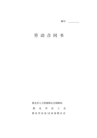 淮北劳动合同书范本