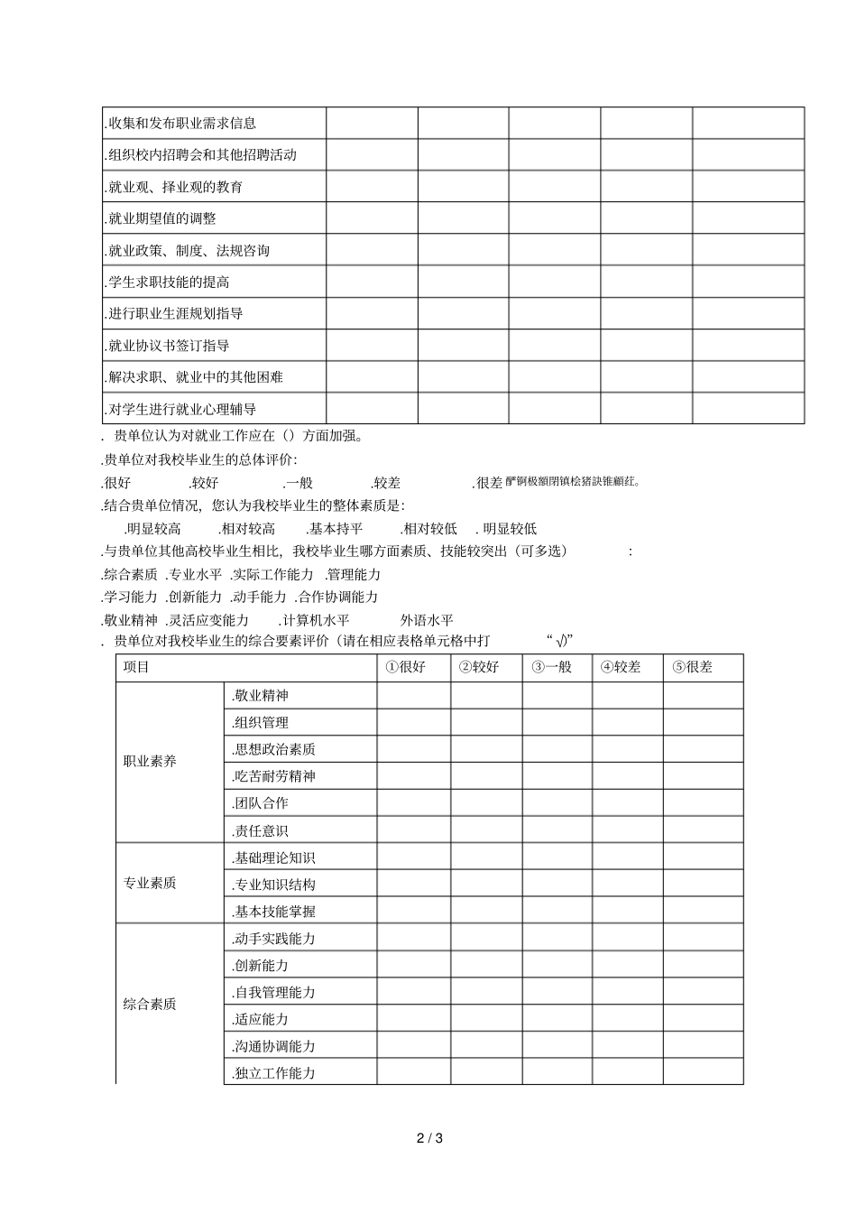 淮北师范大学毕业生就业调查问卷_第2页