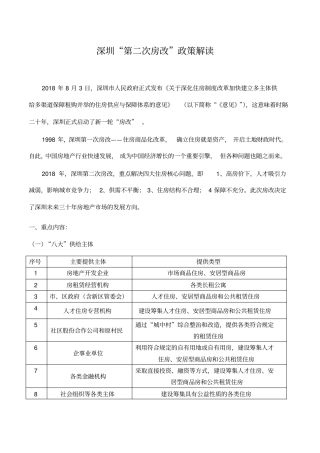 深圳-第二次房改-政策解读