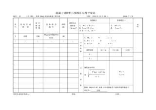 混凝土的试块抗压强度汇总情况及评定表