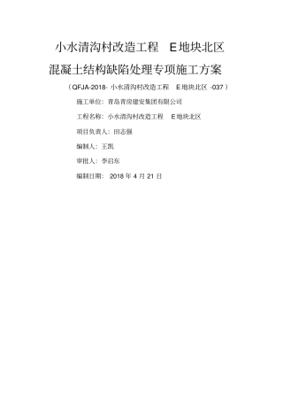 混凝土缺陷处理专项施工方案