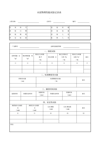 混凝土试验记录表