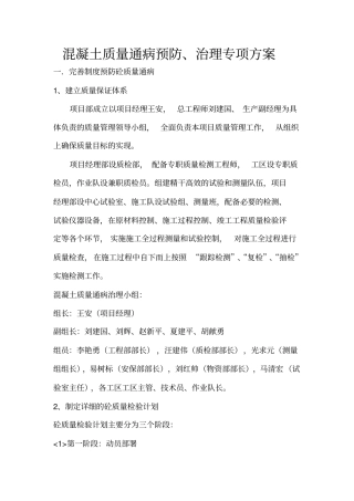 混凝土质量通病治理专项方案