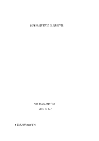 混煤掺烧的安全性及经济性