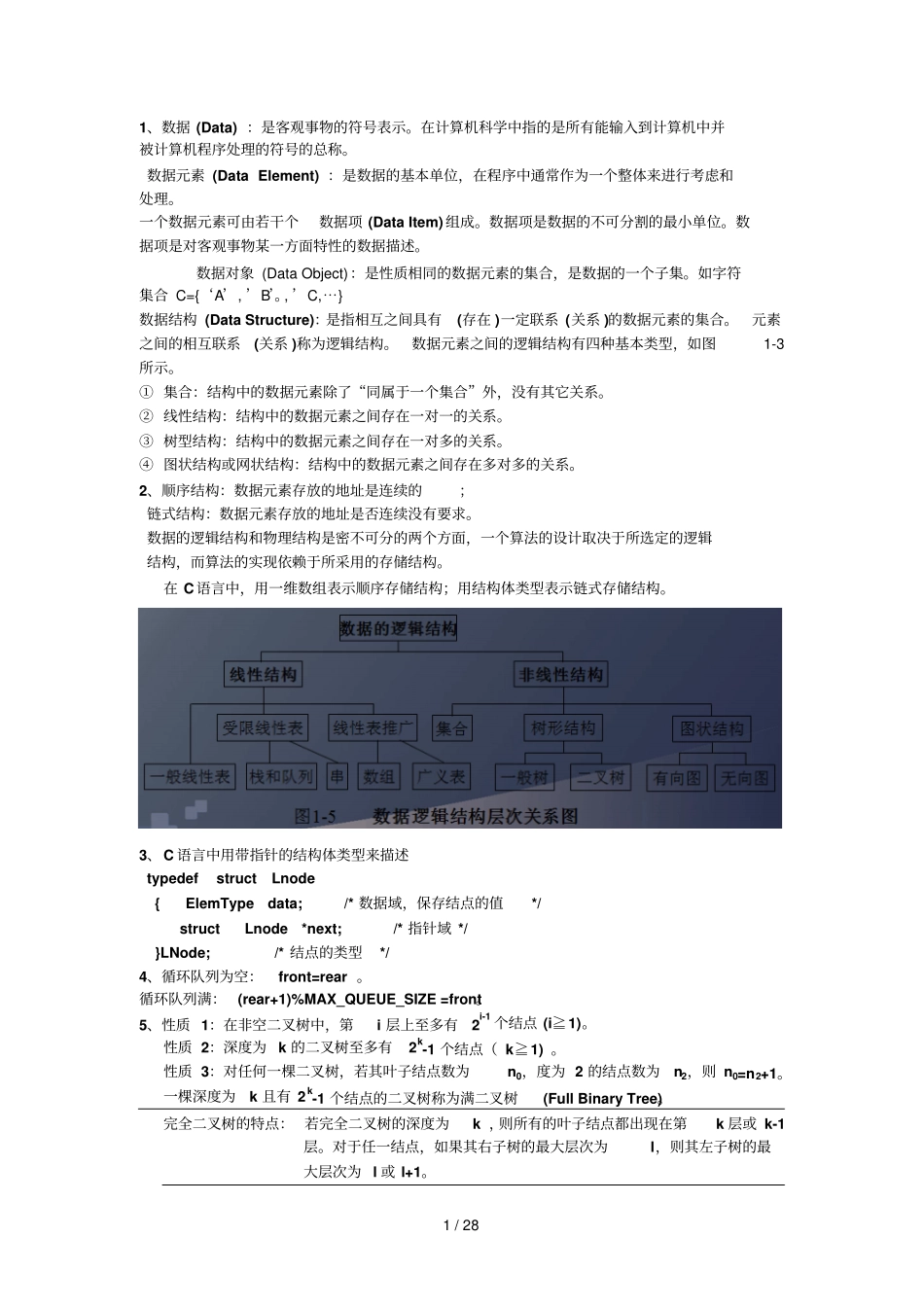 清华大学严蔚敏新版数据结构考研要点精华新版_第1页