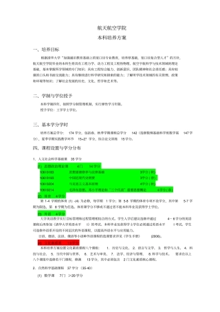 清华大学航天航空学院本科生培养方案