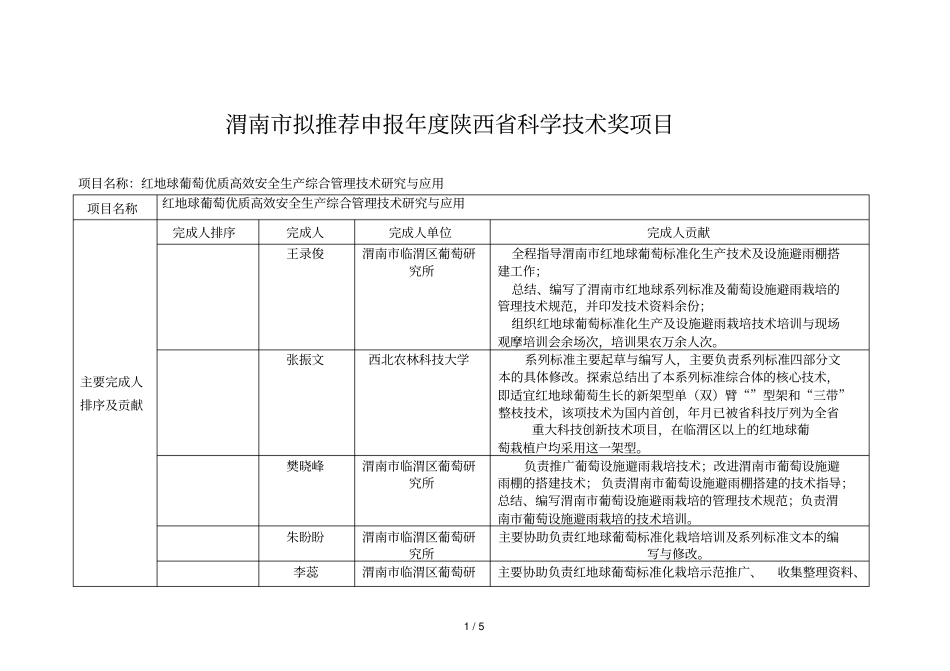 渭南拟推荐申报年陕西科学技术奖项目_第1页