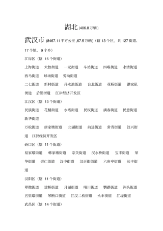 湖北所辖乡镇