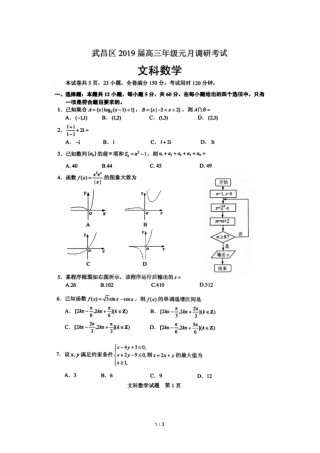 湖北武汉武昌区2019届高三数学上学期元月调研考试试题文扫描版无答案
