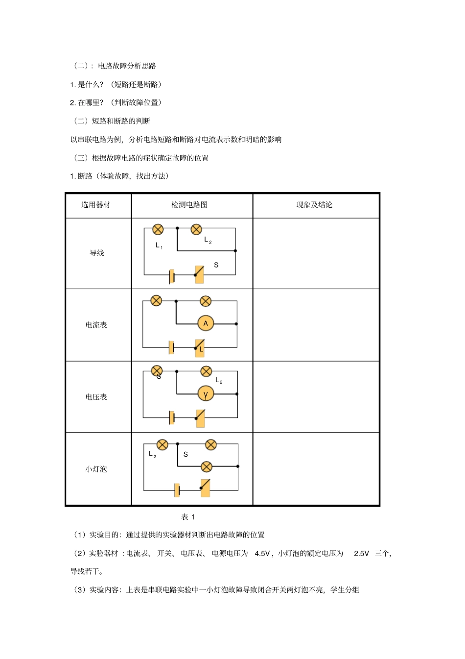 湖北黄冈2016年中考物理专题复习专题复习_电路故障教学设计_第2页