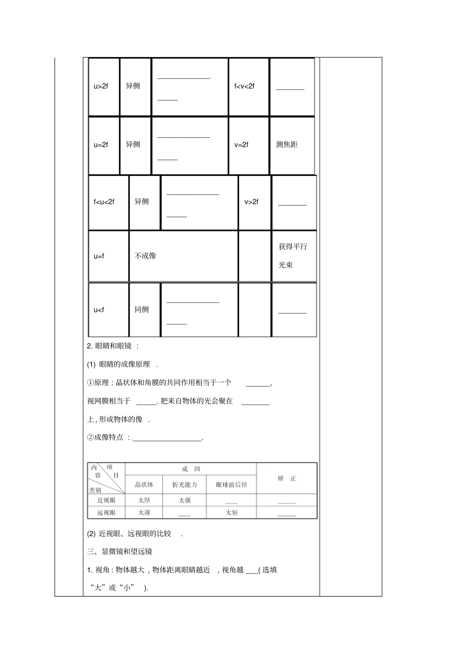 湖南2019年中考物理一轮复习导学案：透镜及其应用_第2页
