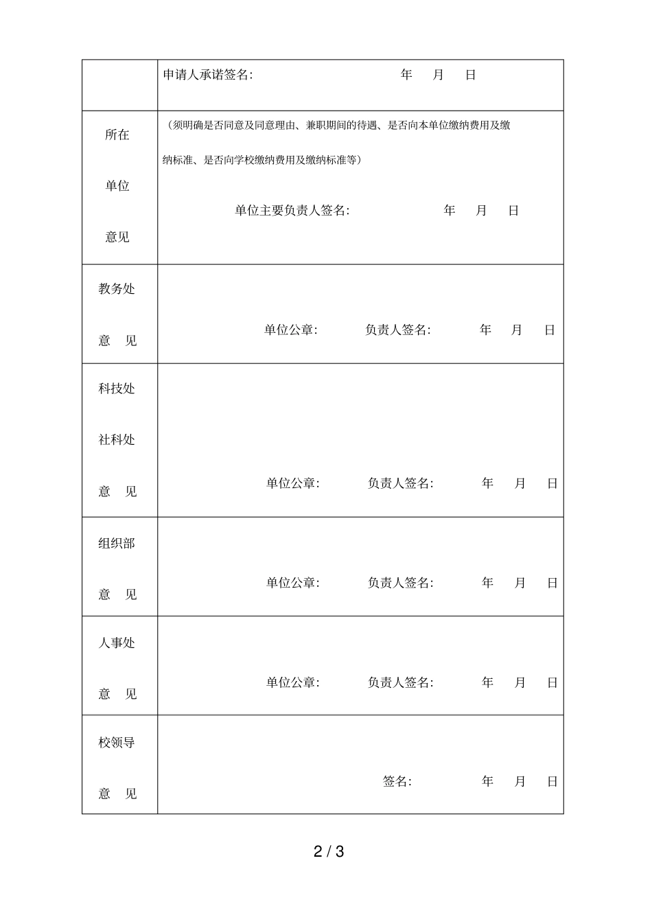 湖南科技大学教职工校外兼职审批表_第2页