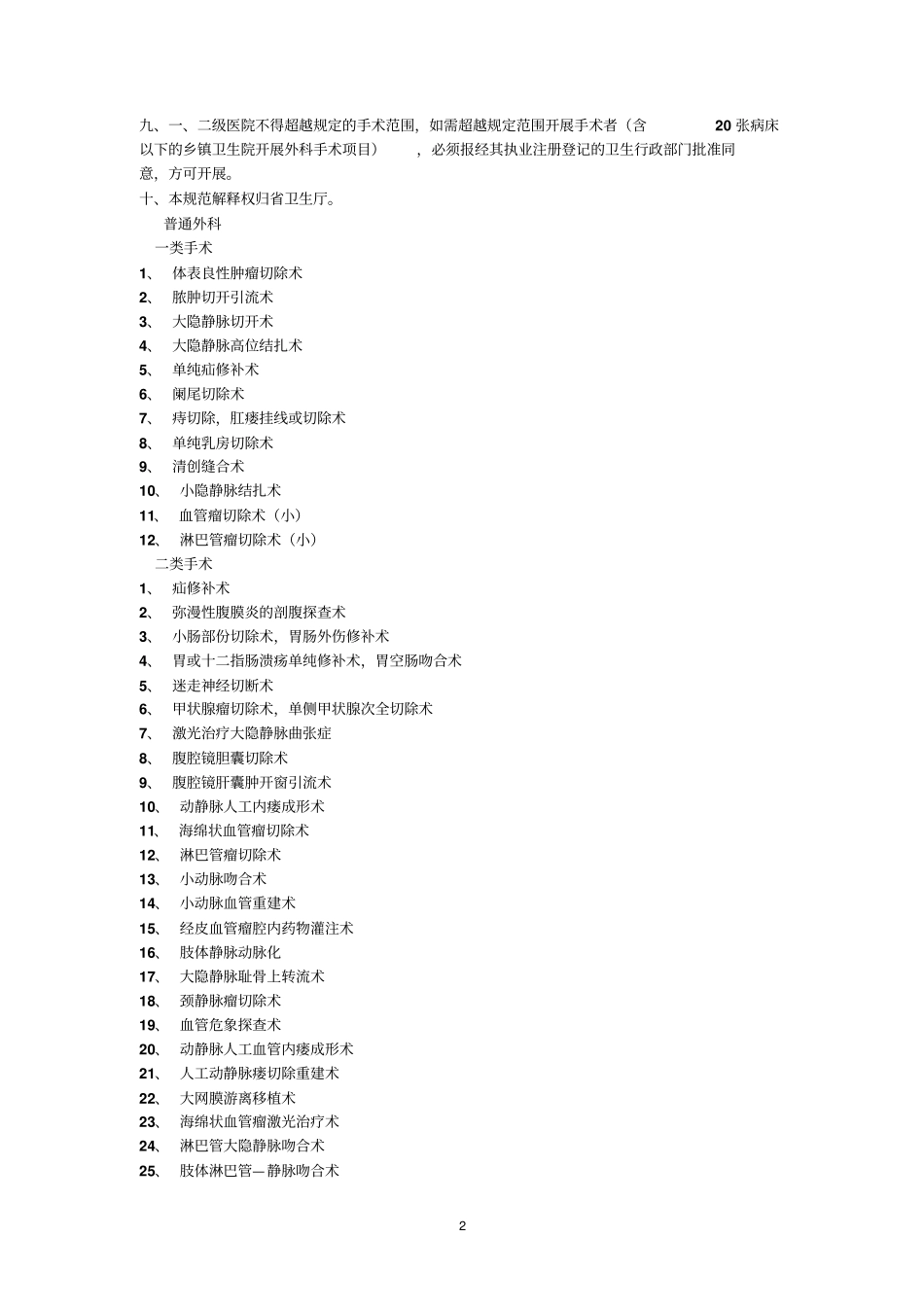 湖南综合医院手术分类及批准权限规范2009年版剖析_第2页