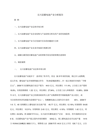 湖州长兴蓄电池行业分析报告