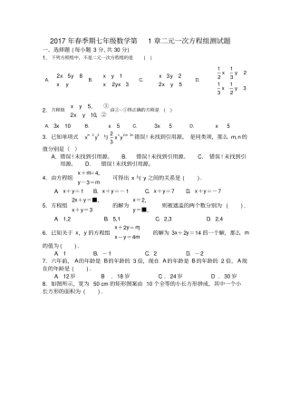 湘教版七年级下二元一次方程组测试题含答案